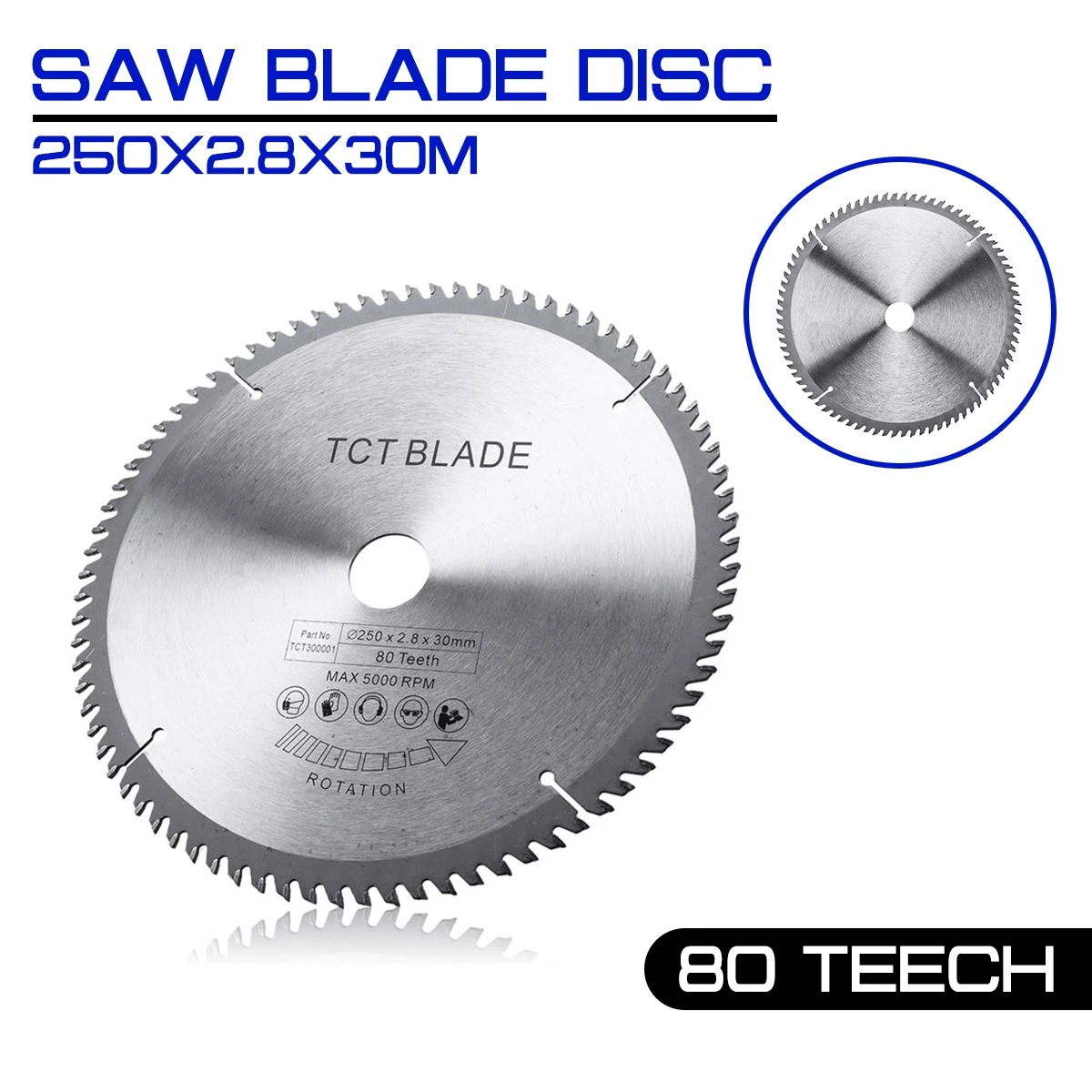 

250x2.8x30mmx80Teech TCT Hard Alloy Saw Blade for Wood Metal Circular Saw Blade Multi-functional for Cutting Metal Tool and Wood