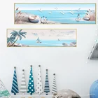 Морской пейзаж Чайка синий морской плакат ракушки морские водоросли настенное искусство океан холст живопись принты для современного домашнего декора
