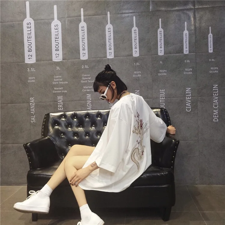 Свободный кардиган в стиле Харадзюку японское кимоно летняя блузка уличная