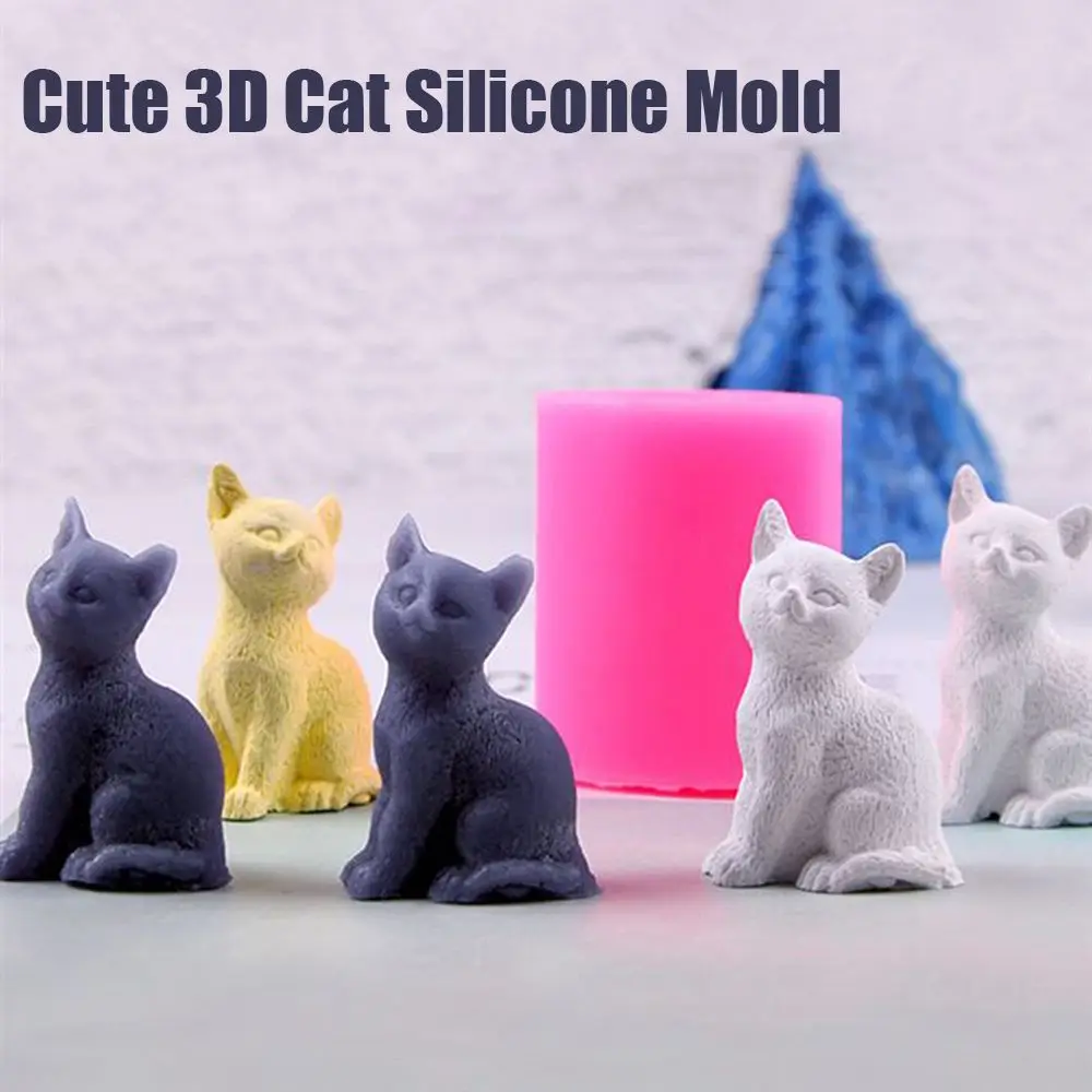 Милый 3D Кошка силиконовые формы для мыла Свеча Fondant (сахарная) шоколад DIY Декор