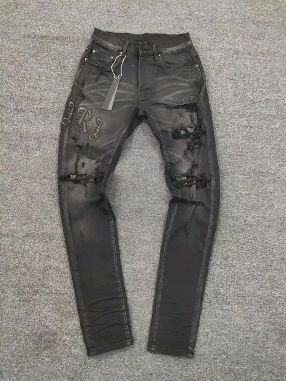 

Мужские состаренные облегающие черные джинсы