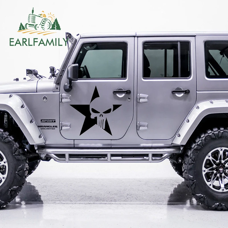 EARLFAMILY 58 см x 56 2x графика в стиле панк звезда череп (по одному с каждой стороны)