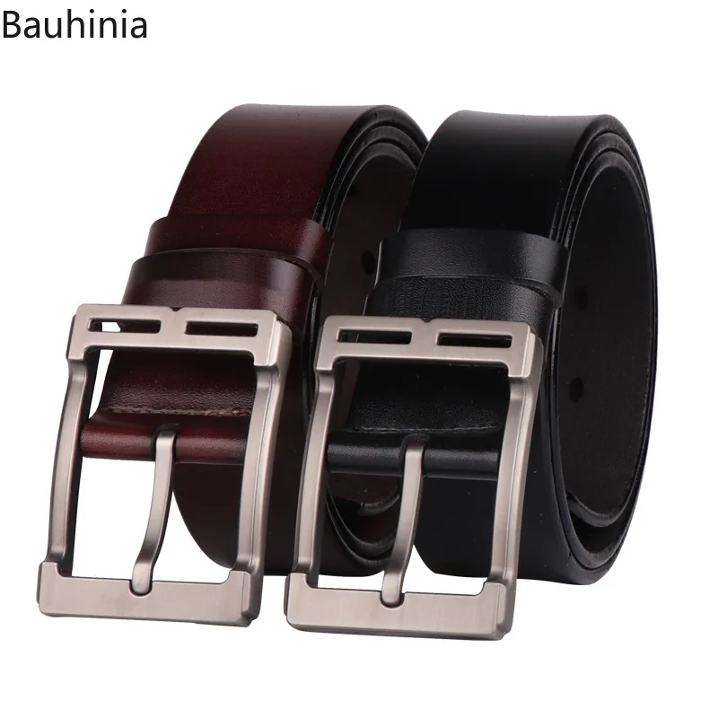 

2021 New 100-135cm Leather Belt for Men High Quality Metal Pin Buckle Jeans Genuine Leather Business Waist Strap Belt Waistband