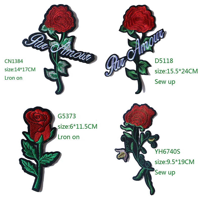 Мультфильм декоративные красные розы значок вышитая аппликация патчи для DIY