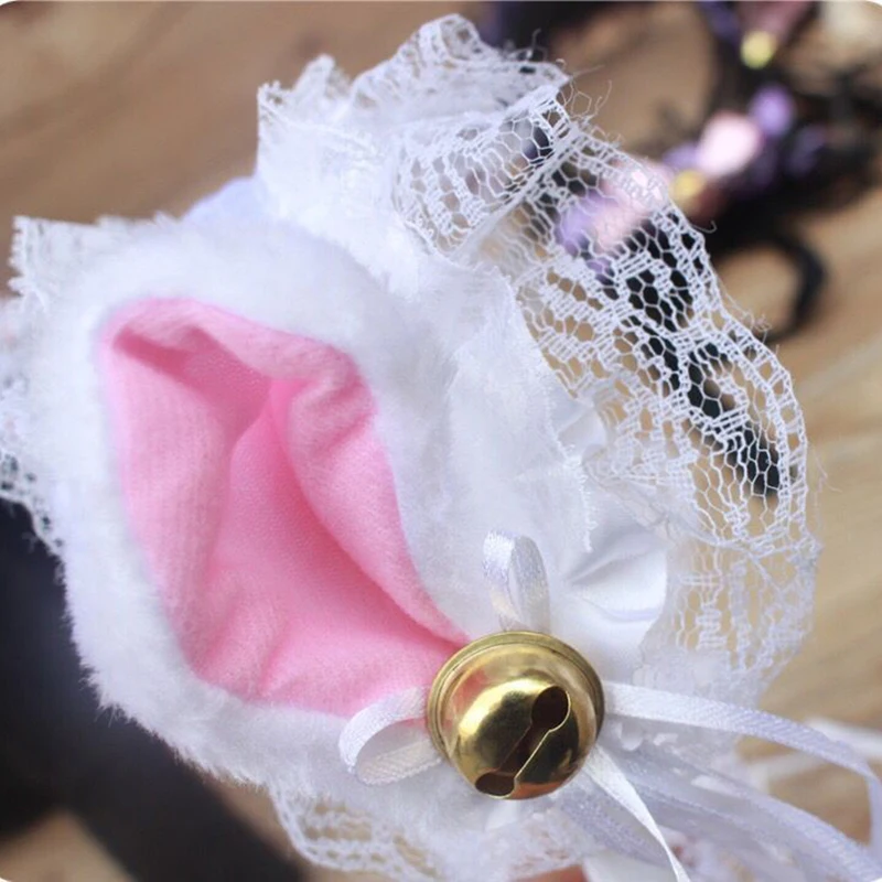 

Japanese Girl Lace Bell Cat Ear Hoop Lolita Maid Headband Cute Headdress Bandana Anime Cosplay Lolita Hair Accessories