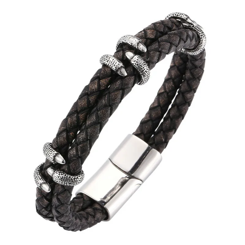 

Mens Leather Mens Bicycle Rope Gripper Claw Vintage Bracelet Jewelry Gift