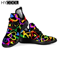 hycool new fashion sport shoes rainbow heart pride pattern printing men women mesh knit lightweight sneakers for running walk