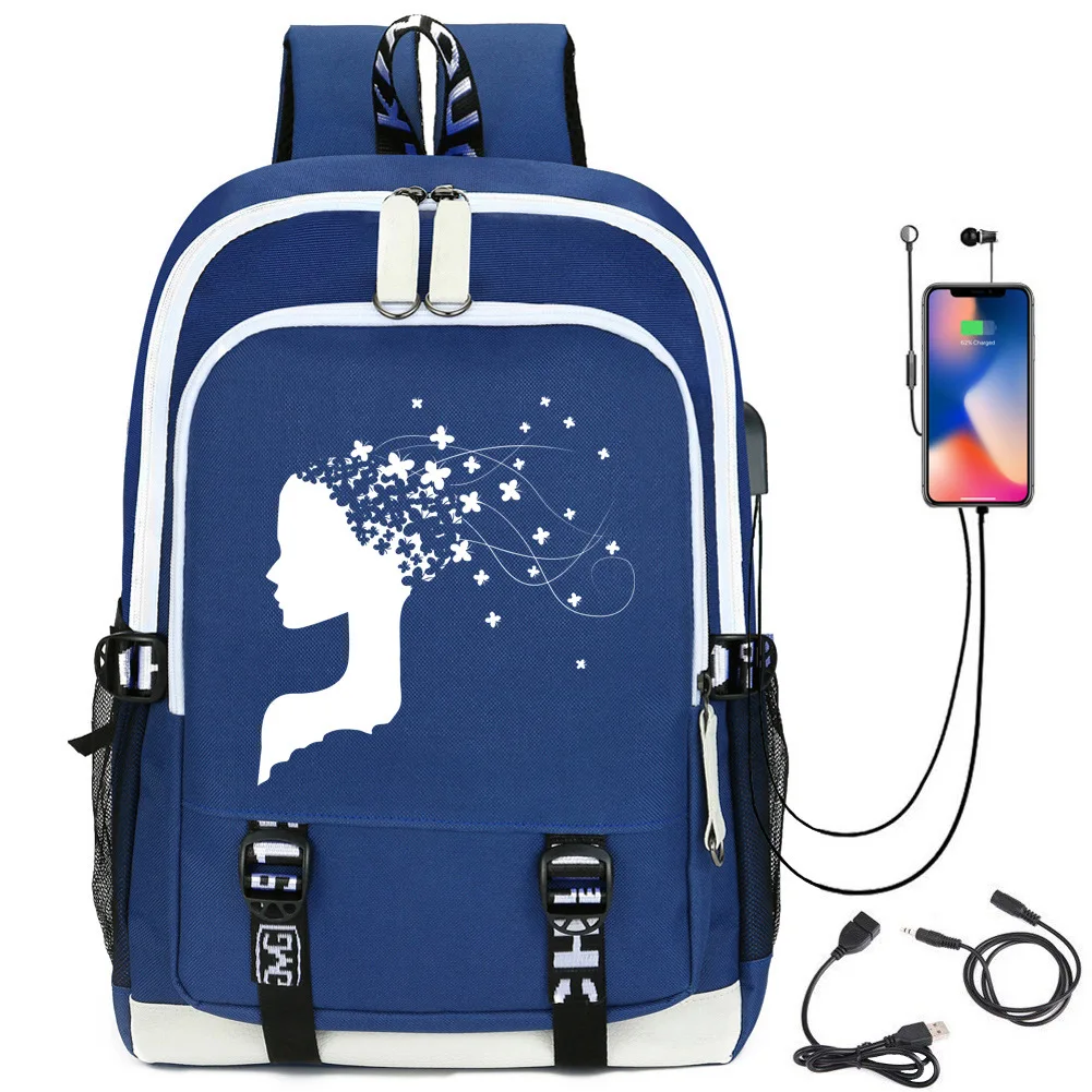

School Bags For Kids Black Girl Magic Afro Lady Print School Bag Teenagers Book Bag Mochila Casual Backpack With Charging Port