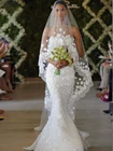 Фата свадебная Длинная с бусинами, фата свадебная с длинными рукавами, белыйцвета слоновой кости, свадебные аксессуары с кружевами и цветами, 3 м