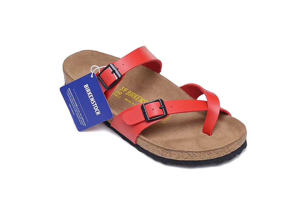 Женские сандалии на плоской подошве Birkenstock летние пробковые тапочки