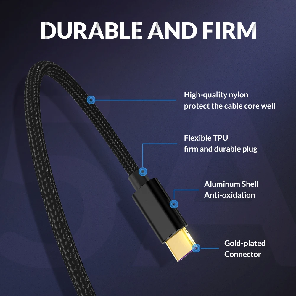 Сверхзарядный кабель 5А типа C для Huawei Mate30 20 P20Pro P30 USB быстрой зарядки Samsung S9 S10 Type-C