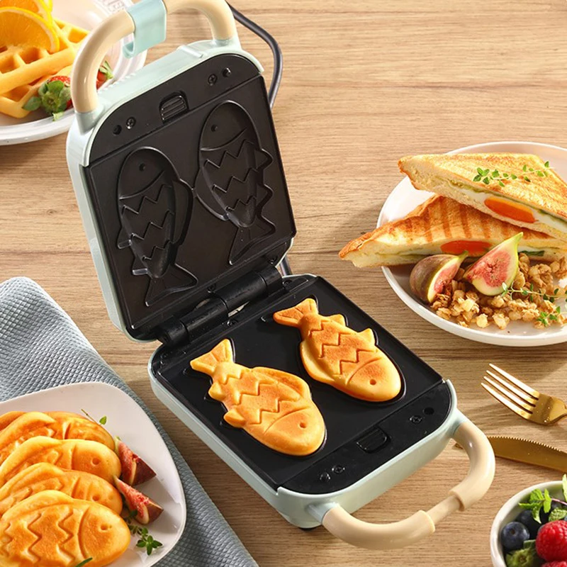 

220V Electric Sandwich Maker Multifunction Waffle Maker Household Toaster Automatic Breakfast Machine With 5 Nonstick Plates