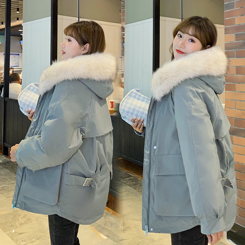 Женская короткая куртка Leiouna Повседневная теплая с капюшоном из искусственного