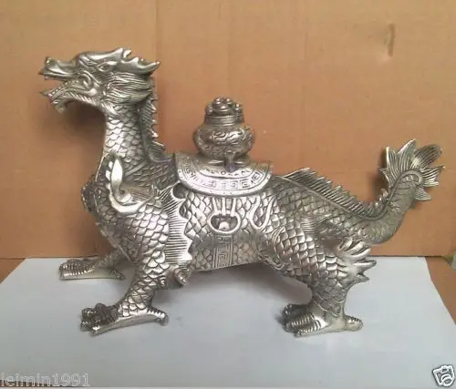 

decoration brass factory outlets Tibet Silver Huge Chinese old Tibetan Silver luck Dragon Statue