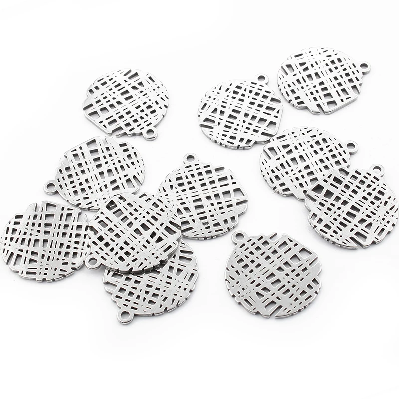 

6 изделий из нержавеющей стали лазерная резка круглых полых нитей шарм кулон, подходящий для ожерелья DIY браслет ювелирные изделия