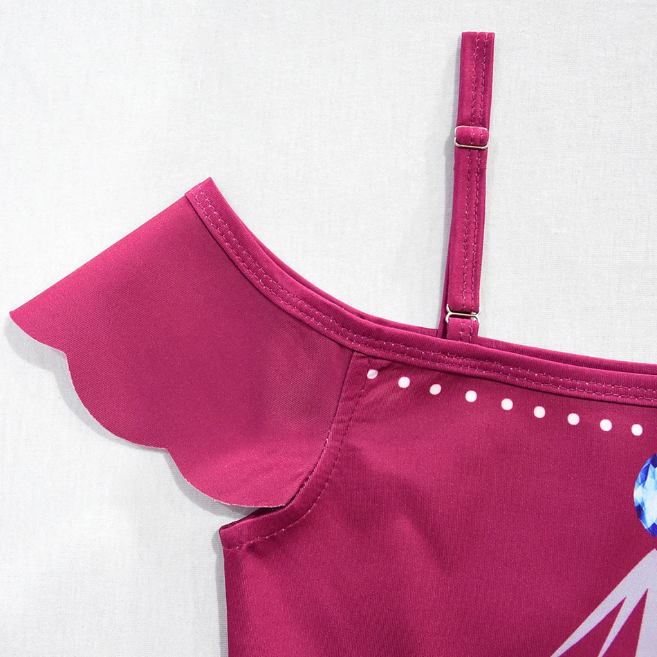 Детское платье на бретельках с принтом розово-красное | Детская одежда и обувь