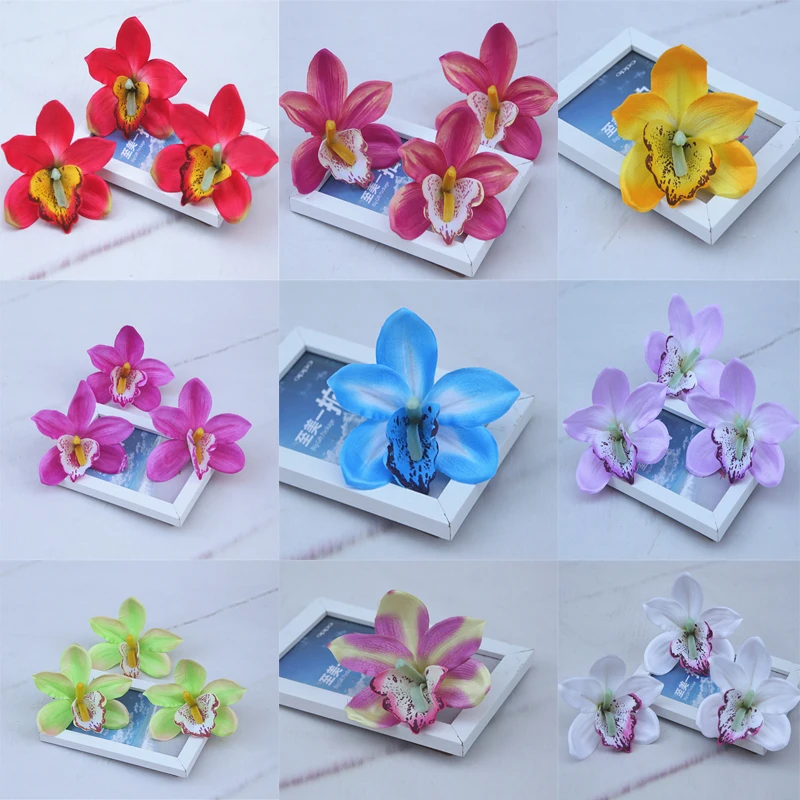 10 шт. см Орхидея из искусственного шелка Цветок голова Моделирование цимбидиума