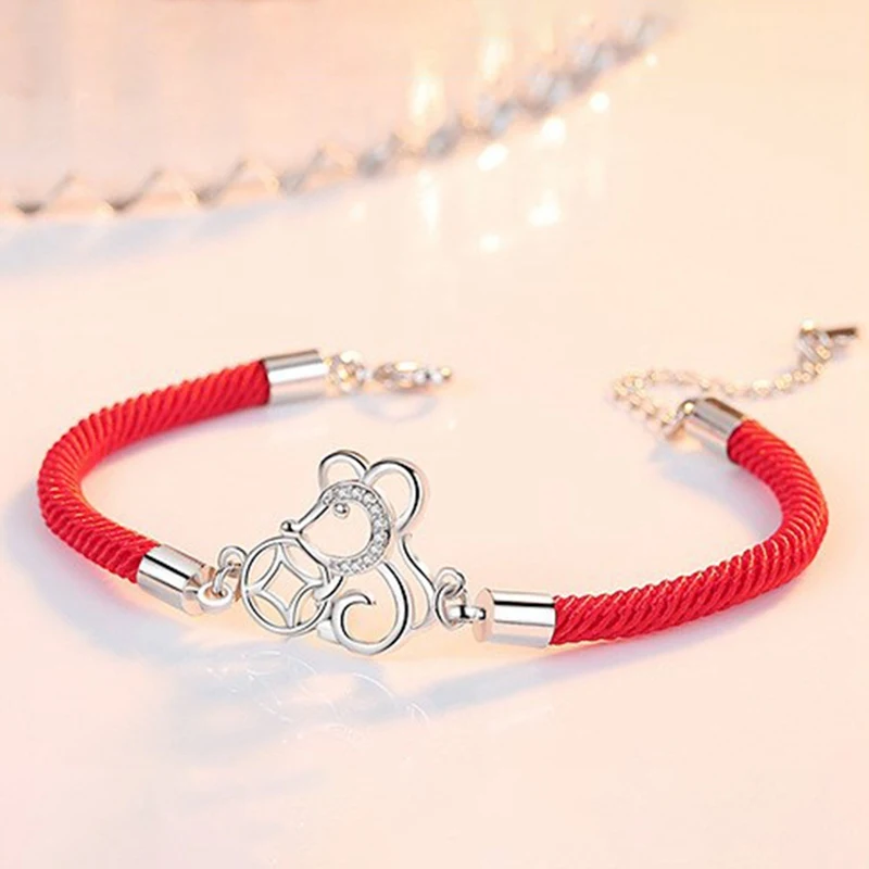 2020 китайский стиль Зодиак крыс браслеты для женщин Мини Циркон крыса животное