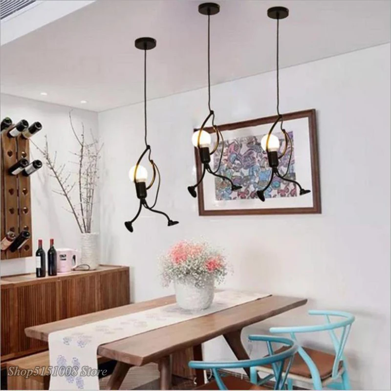 

Creative Little Man Pendant Lights Climbing Pendant Lamp for Children Room Hanging Lamp Metal Cord Pendant Lamps Art Decoration