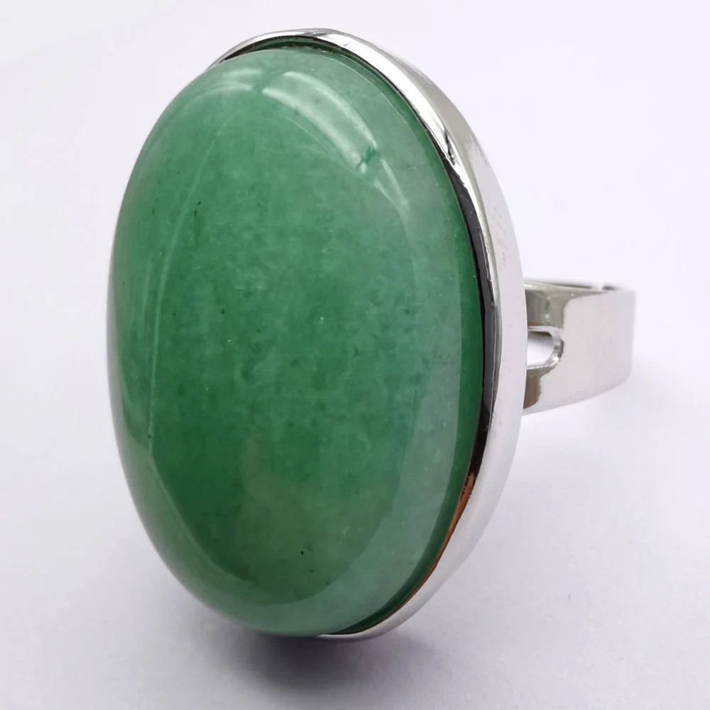 Green Aventurine Лабрадорит унакит эпидот Howlite Родонит Howlite камень Сердолик Овальный драгоценный камень палец кольцо Размер 8 ювелирные изделия для женщин подарок 1 шт - Цвет основного камня: Green Aventurine
