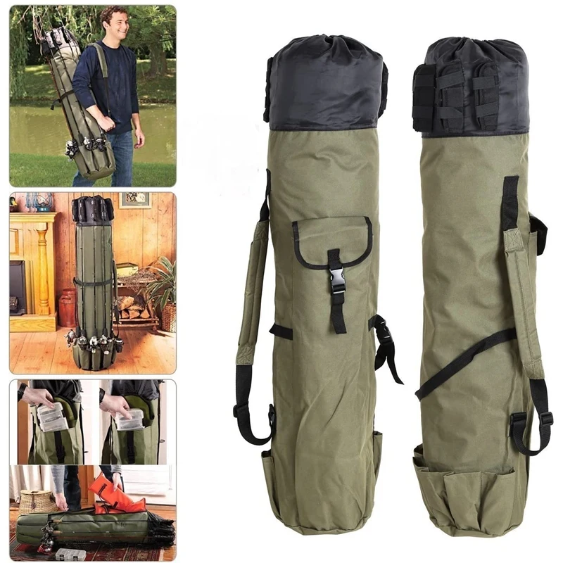 

Fishing Tackle Bag Fishing Rod Bag Holdall Bag Travel Reel Carry Case Pole Tools Storage Bags Thickening Canvas 48.4Inch
