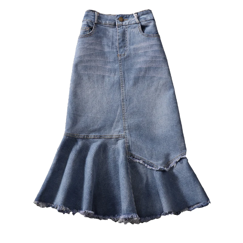 

tassel patchwork meimaid women skirts 2020 summer new high waist Mermaid knee-length office lady elegant skirts top quality