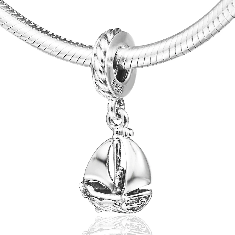 

Sail Boat Dangle Charm Fits Original 925 Silver Bracelets Woman DIY Beads For Jewelry Making 2021 Summer Fashion