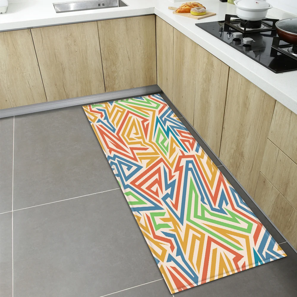 

Геометрический кухонный ковер, домашний Коврик для прихожей, ванной, нескользящий напольный коврик для спальни, гостиной, детский декорати...