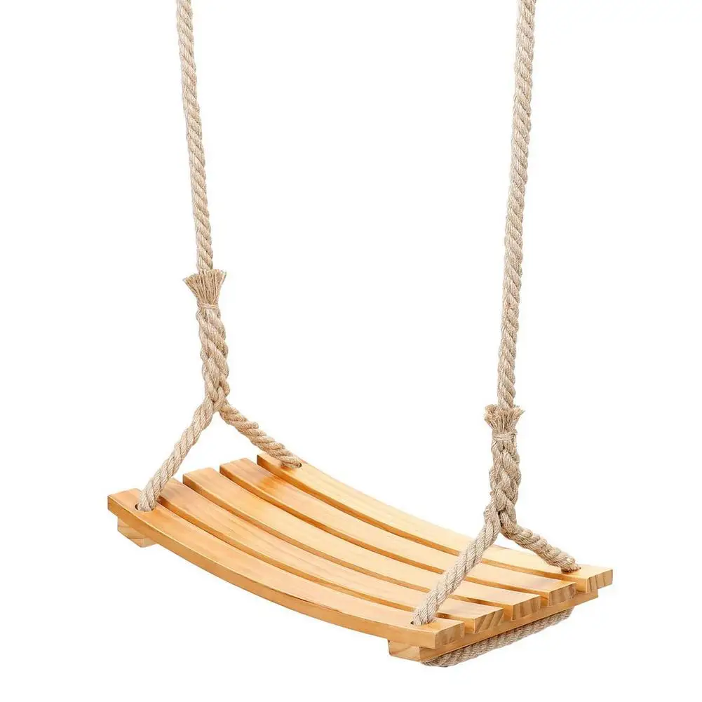 

New Wooden Swing Adjustable Curved Wooden Swing Adjustable Rope Length Swing Outdoor Children Adult Swing Hanging Swing