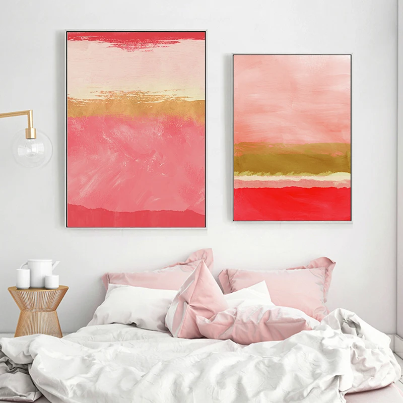 Акварельные плакаты и принты абстрактный розовый лес современная настенная