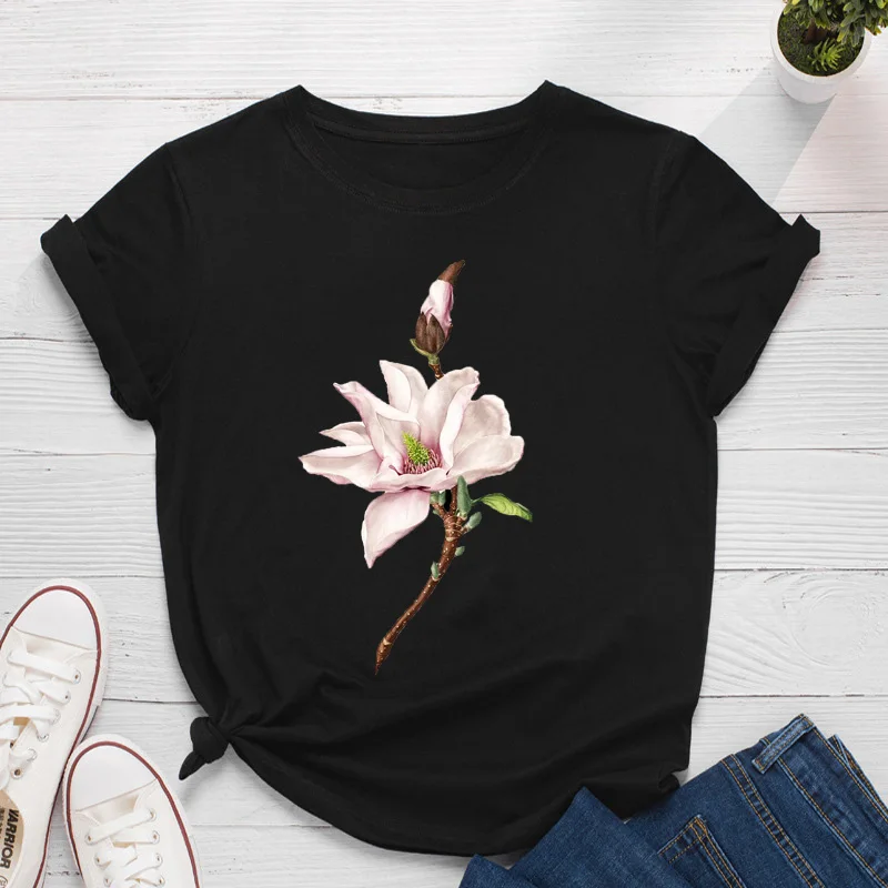 

Goth Y2k Aesthetic Fairy Grunge Short Sleeve T-Shirts For Girls The Peach Blossom Of Water Spirit Clothing Niche Design T-Shirts