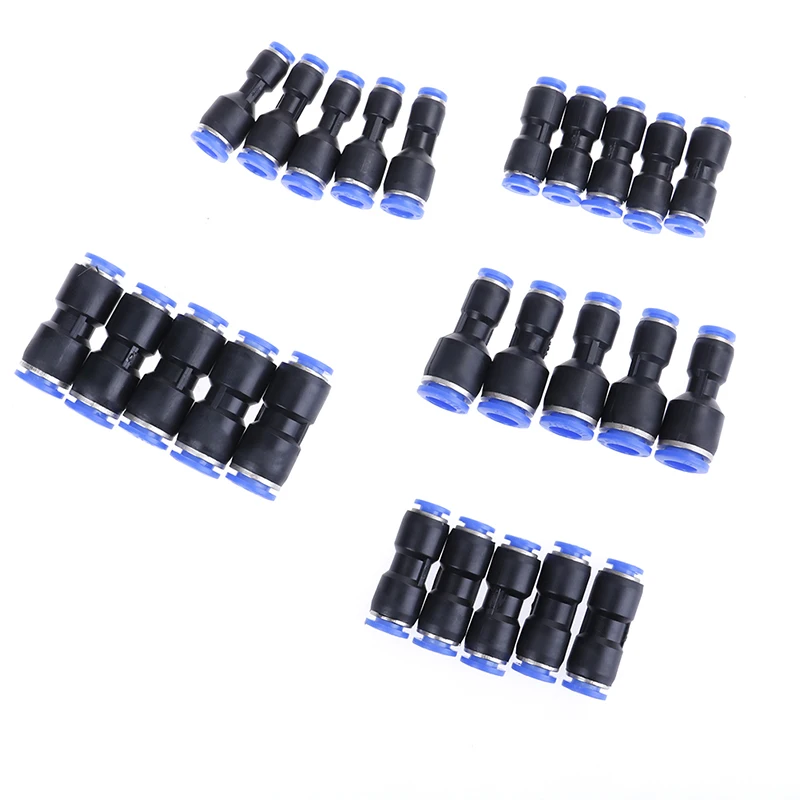 5Pcs 4/6/8/10/12mm Pneumatic Reducer Pushing Fitting Straight Connector Air Tube Reduced Diameter Joint | Обустройство дома