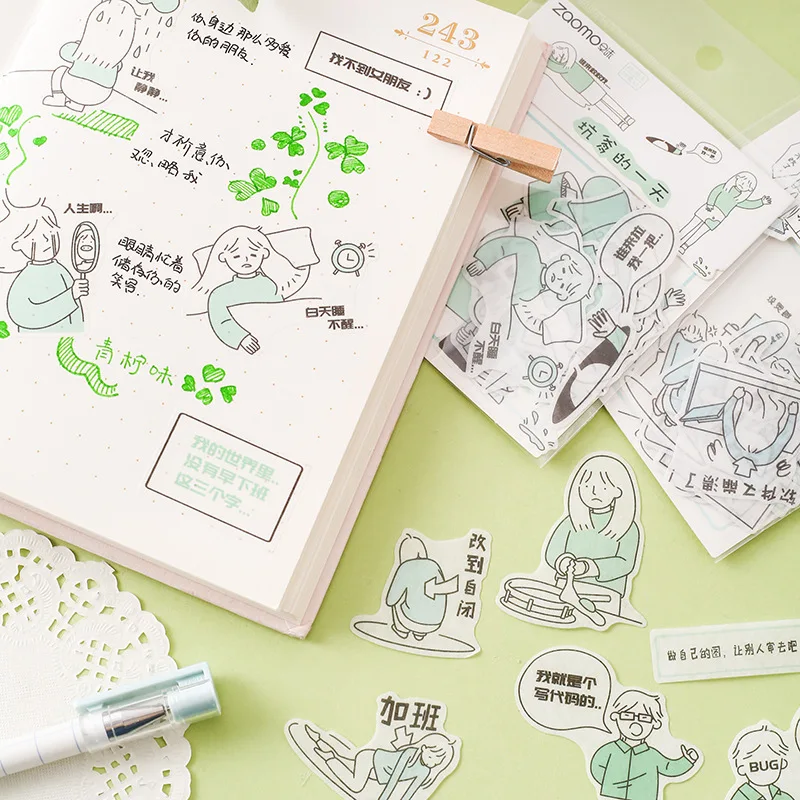 40 наклеек с милыми персонажами канцелярские наклейки для учеников дневник