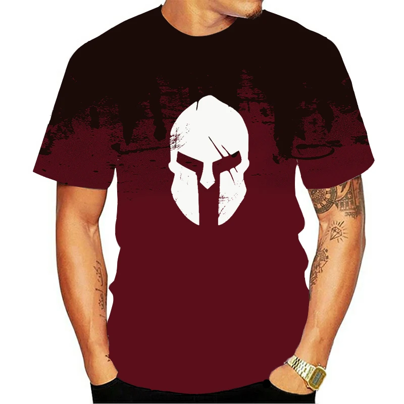 

2021 New 3D printed retro Spartan men's wear T-shirt, stylish street style, comfortable Harajuku T-shirt