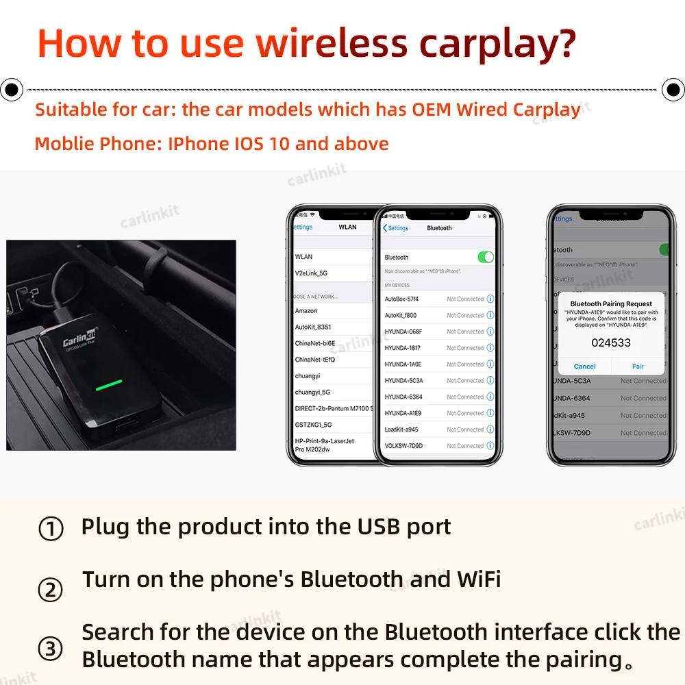 Carlinkit 3 0 Для Apple CarPlay беспроводной ключ USB для LEXUS ES IS NX RX CT LC радиоуправляемая