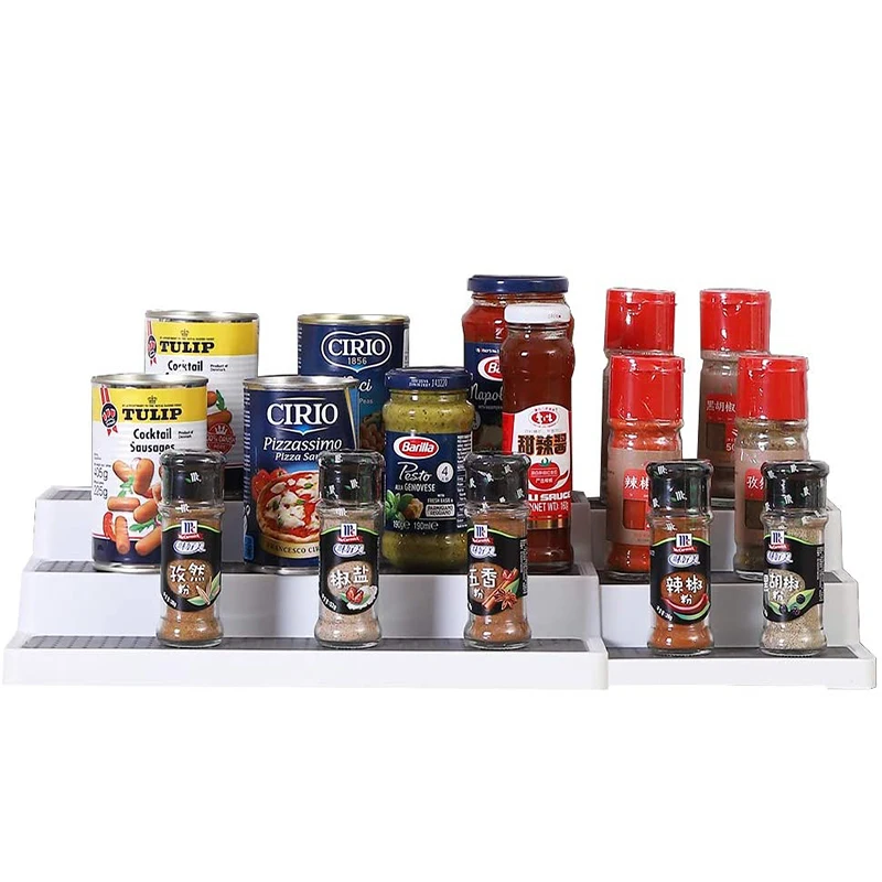 3 tier spice rack expandable kitchen cabinet waterproof and non skid kitchen organizer for pantry cabinet or countertop free global shipping
