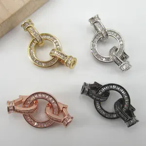 APDGG 16x30 мм позолоченный кубический циркон CZ микро паве круглая застежка подвеска ожерелье браслет Изготовление ювелирных изделий DIY