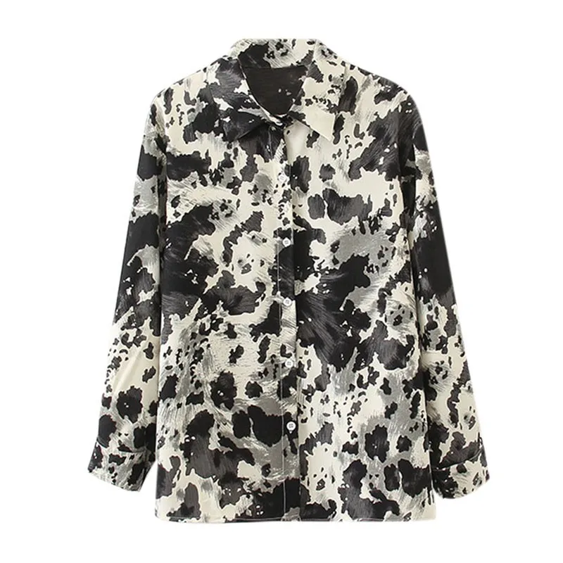 

Summer Women's Chiffon Shirt Retro Top Leopard Summer Ladies Long Sleeve Casual Blouses Tops