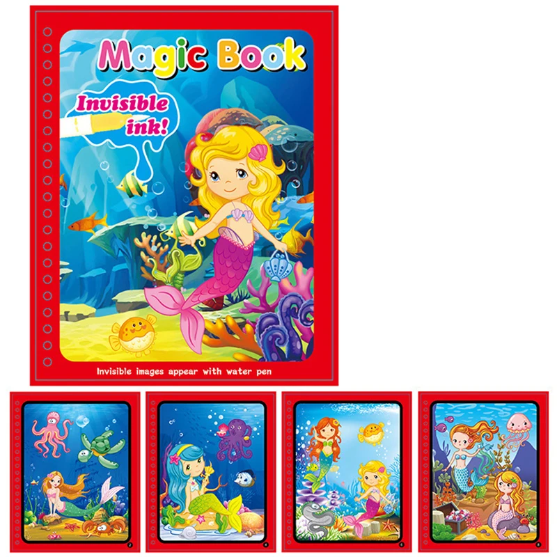 Animal Zoo Princess Magic Water Drawing Book Colorling Mermaid Cartoon Doodle Pen Board Toys Kids Children Gifts | Игрушки и хобби