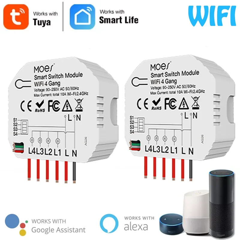 

Умный светильник ель света Tuya, Wi-Fi, 4 клавиши, 1/2 каналов, с приложением