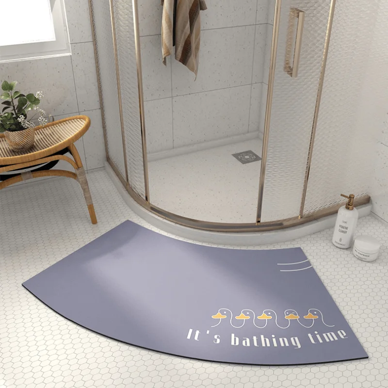 modern simplicity bath mats bathroom entrance door mat diatom mud arc fan shaped non slip water absorption floor rug carpet free global shipping
