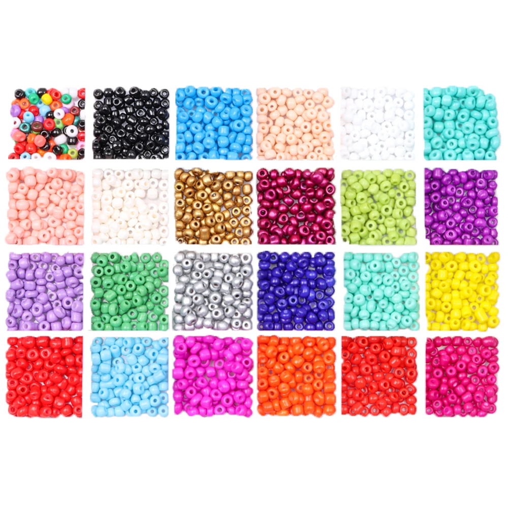

4MM 960PCS Glass Seed Beads Started Kit Small Craft Beads Charms Spacer DIY Bracelet Jewelry Making Supplies