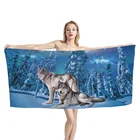 Банное полотенце из кораллового флиса с принтом волка, мягкое толстое полотенце для ванной, бытовое Впитывающее банное одеяло, полотенце, пляжное полотенце для взрослых