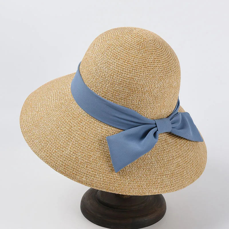 

Шляпа женская Соломенная с большим бантом, модная уличная пляжная Панама от солнца с широкими полями, в Корейском стиле, лето
