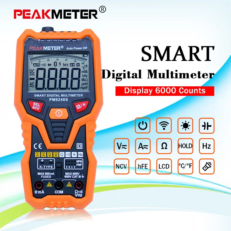 Цифровой мультиметр PEAKMETER PM8248S измеритель бесконтактного напряжения 30 ~ 1000 Гц