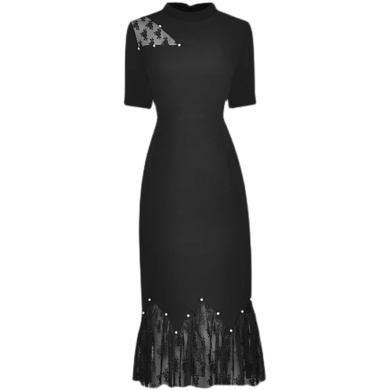 

Женское кружевное платье-русалка, модельное платье с коротким рукавом