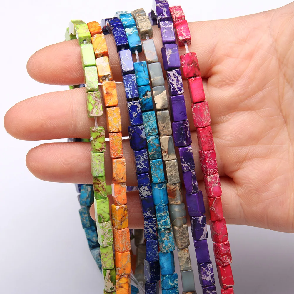 

Natural Semi Precious Stone Beads Rectangle For Making Necklaces Bracelets And Earrings 4x4x10mm 38cm