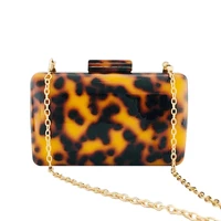 new leopard arcylic evening bags luxury lady clutch purse brand designer shoulder crossbody bag mini wedding party chain handbag