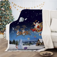 christmas throw blanket santa claus snowman deer plush sherpa fleece blanket xmas new year gift for kid child bed sofa couch car