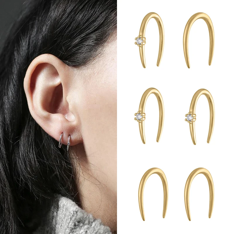 

ISUEVA Simple Design 18K Gold Filled Cubic Zircon Open Hook Earrings For Women Fashion Jewelry Wholesale